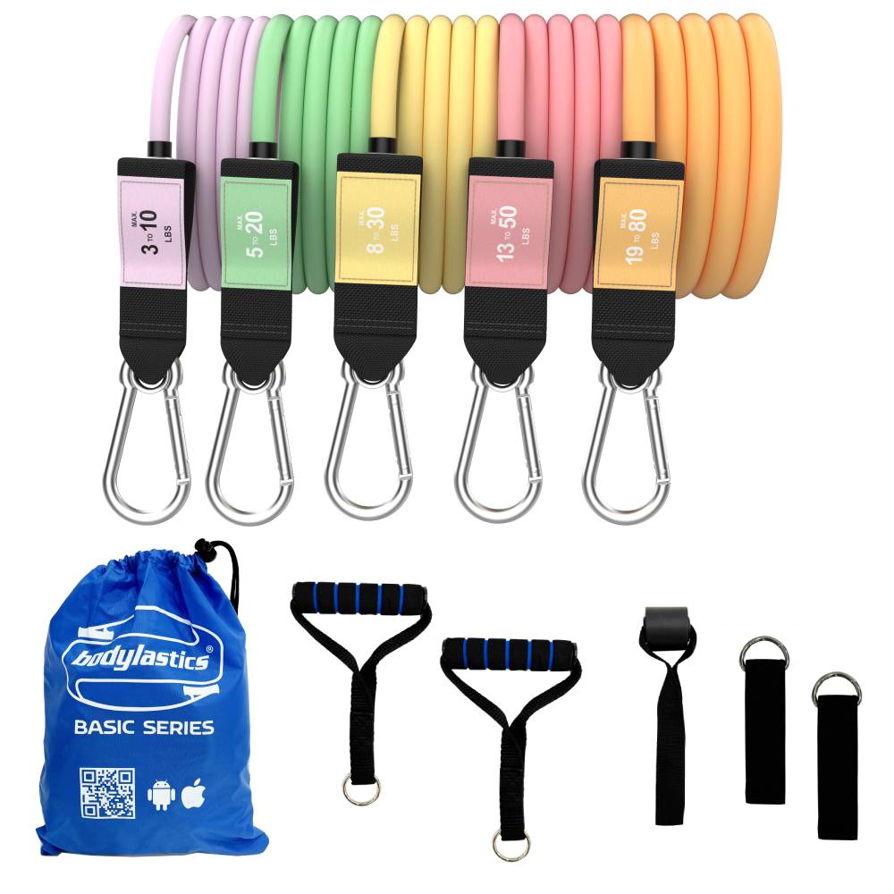 5 Band Basic Series Set (Pastel Colors) - 3 to 190 lbs Max Tension