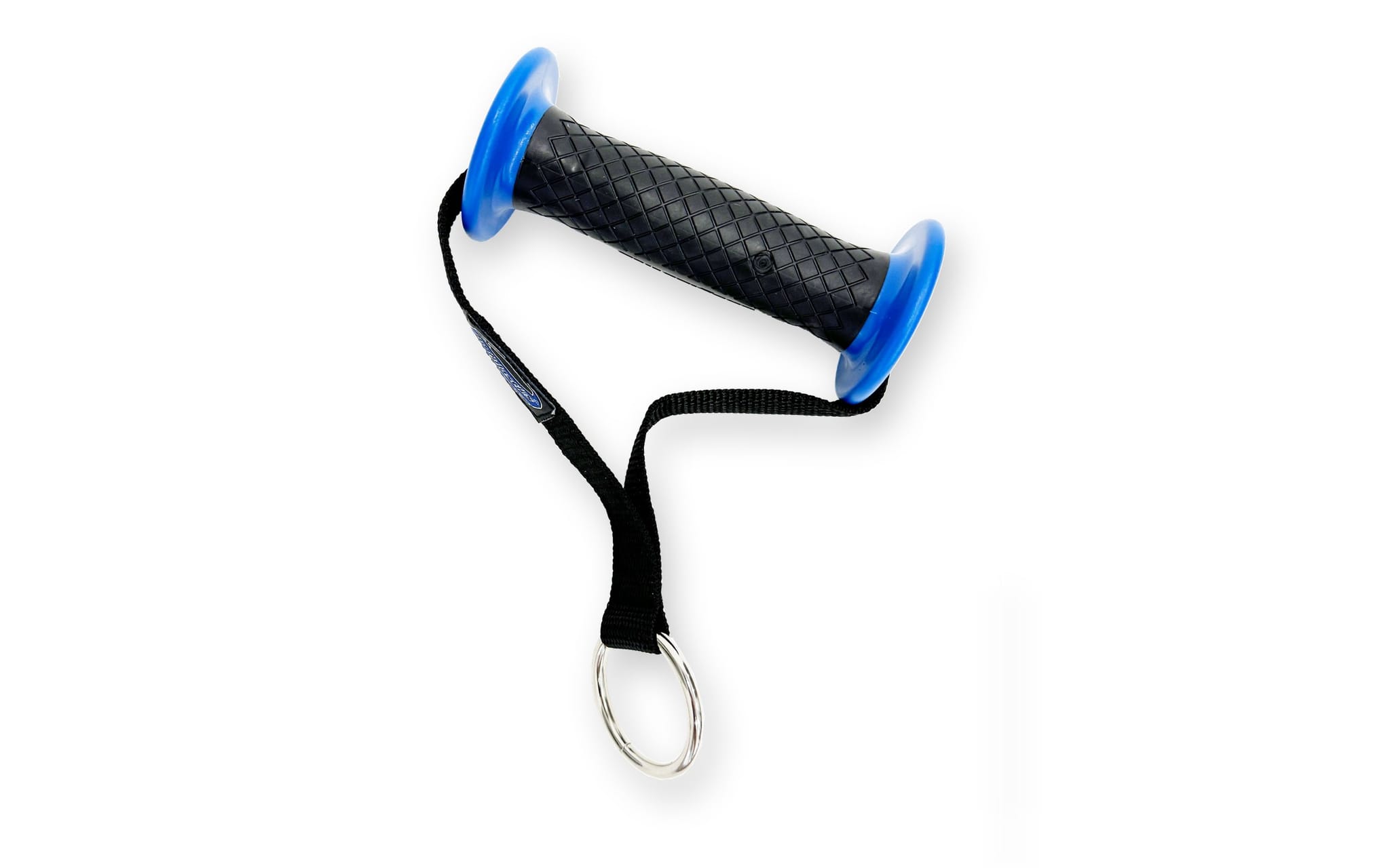 A Bodylastics Pro Series handle with a textured black grip and blue end caps.