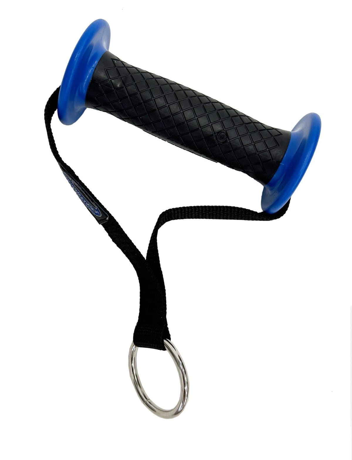 A Bodylastics Pro Series handle with a textured grip and blue end caps.