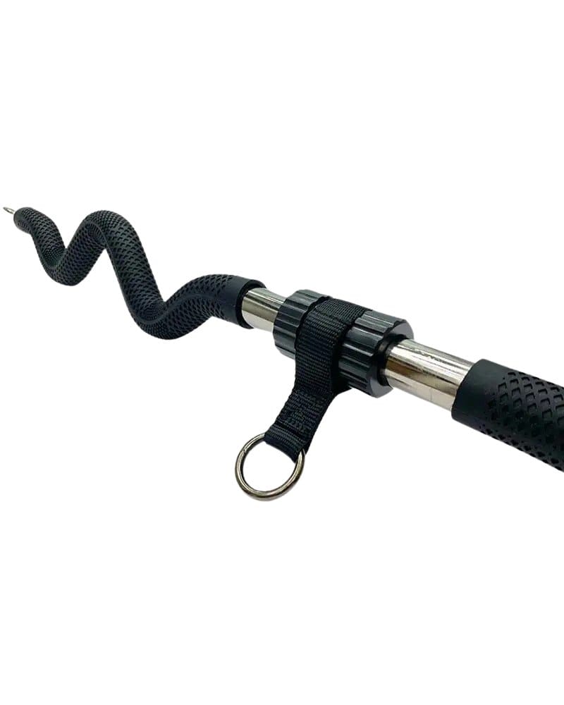 The end of the Bodylastics resistance bands bar, with its textured grip and a ring for clipping on bands.